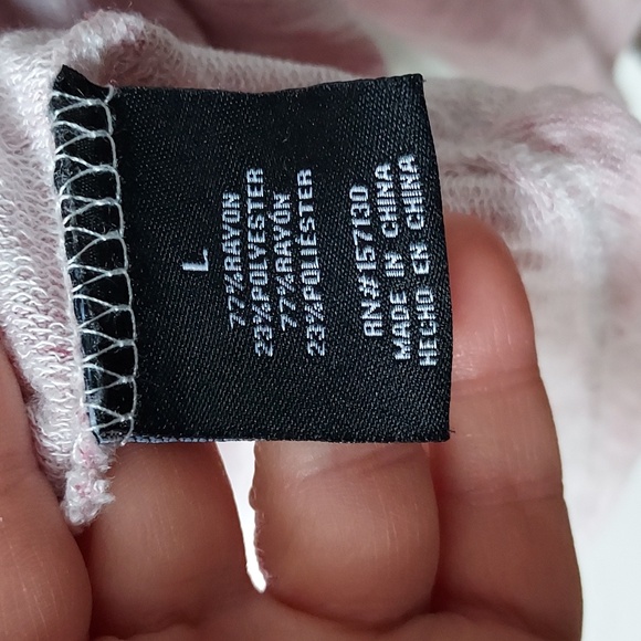 Mesh & lace long sleeve top pink white red large - Picture 6 of 10